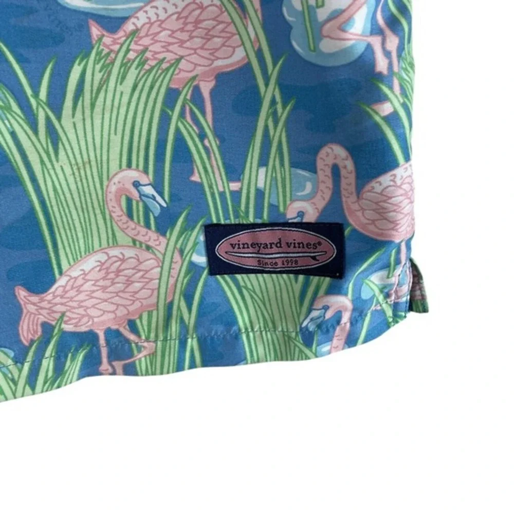 Vineyard Vines Mens Hawaiian Swim Trunks Shorts 36 Flamingo Print Beach‎